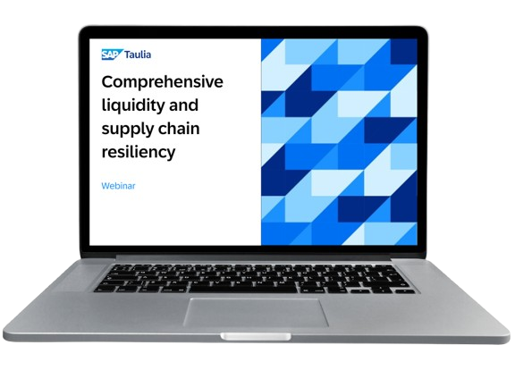 Comprehensive liquidity and supply chain resiliency webinar laptop image
