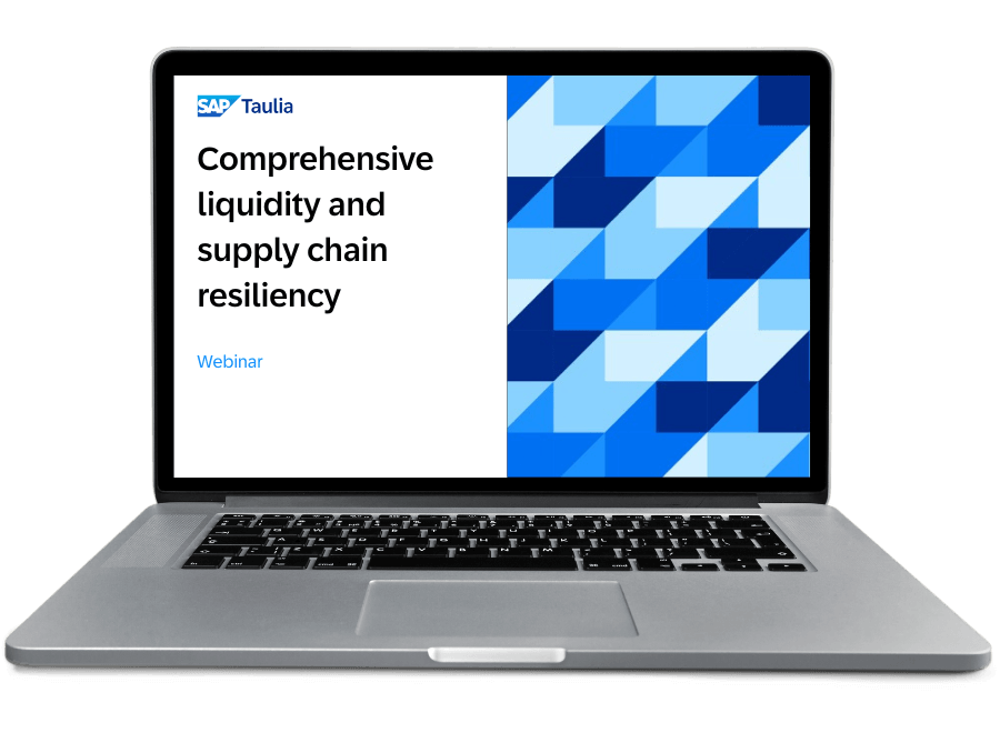 Comprehensive liquidity and supply chain resiliency webinar laptop image